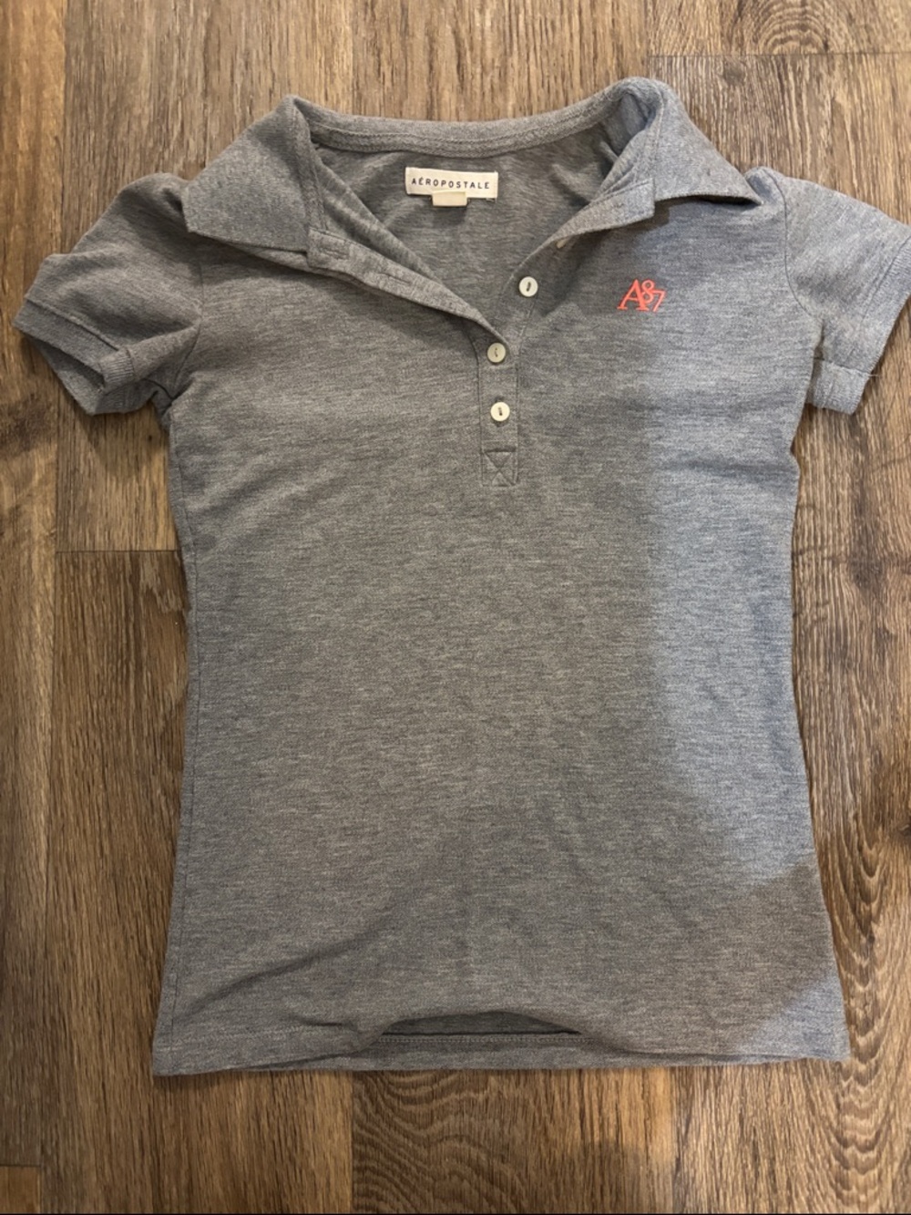 Aeropostale Gray Polo with Pink A87 Logo
